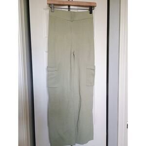 Sincerely Jules pajama high rise knit wide leg cargo light green lounge pants